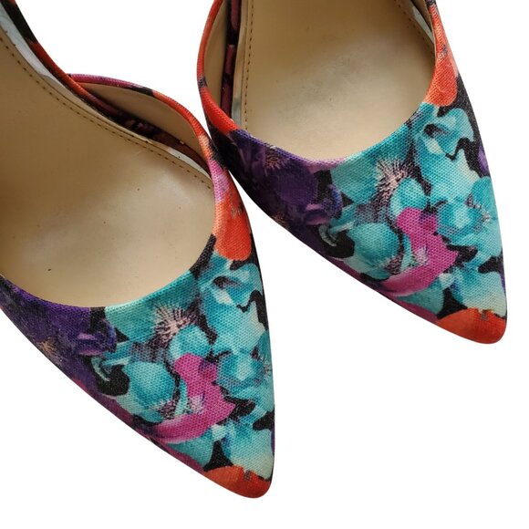Jessica Simpson Multicolor Floral Heels Bright Pink, Purple, Turquoise 7.5M - Picture 5 of 12